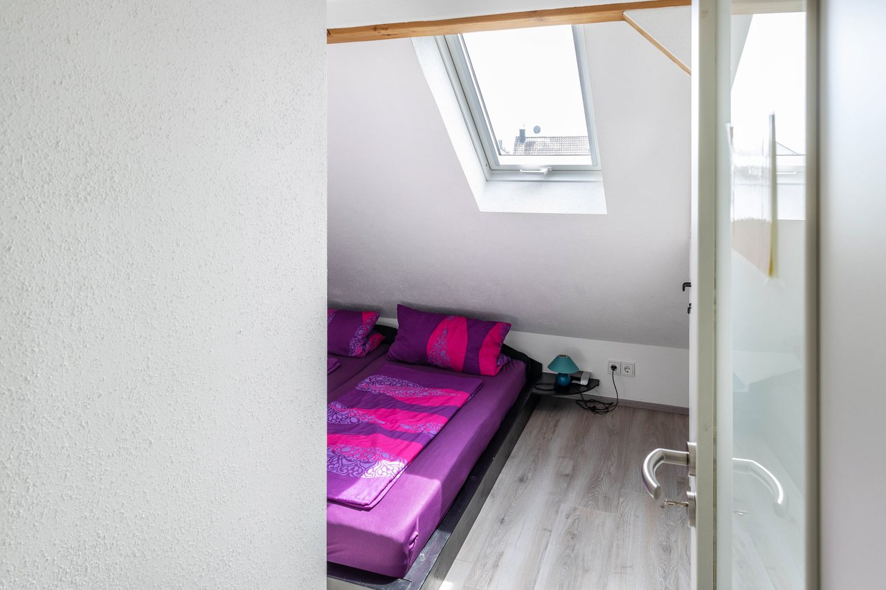 Schlafbereich mit Bett, A Casa Alfred Kemmern in Kemmern, Bayern