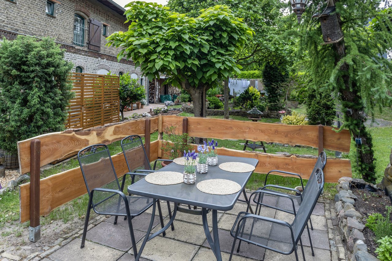 Terrasse mit Sitzgruppe, Ferienwohnung An der Wublitz in Werder, Brandenburg