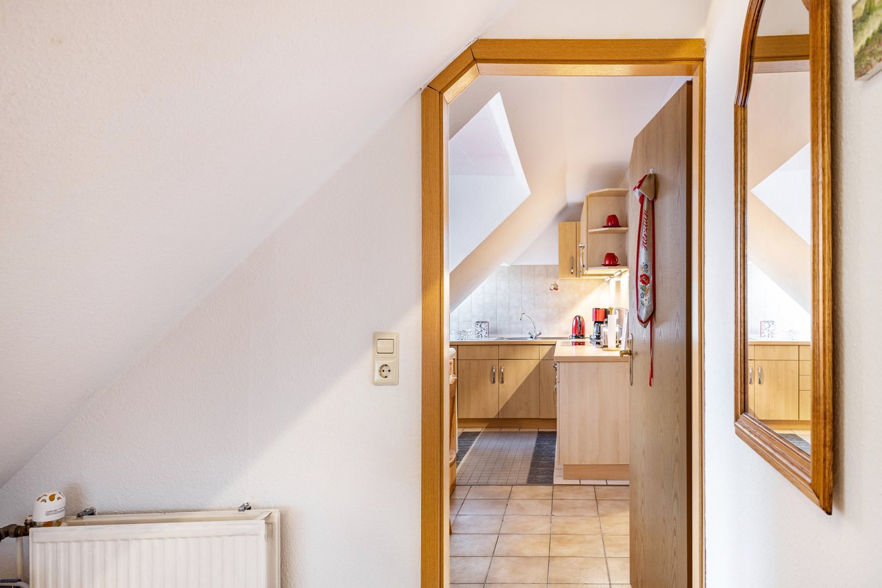 Blick zum Badezimmer, Ferienwohnung Viering in Bernau, Brandenburg